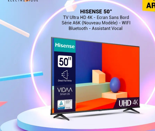 TÉLÉVISION CONNECTÉE HISENSE 50 POUCES UHD4K