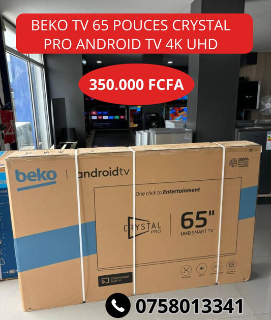 TÉLÉVISION ANDROID BEKO 65 POUCES CRYSTAL PRO PROCESSEUR 4K