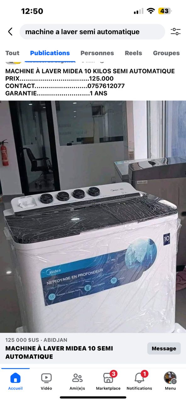 MACHINE À LAVER MIDEA 10KG SEMI AUTOMATIQUE