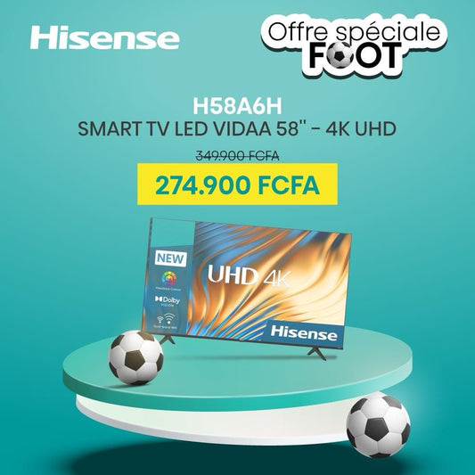 TÉLÉVISION CONNECTÉE HISENSE 58 POUCES UHD4K